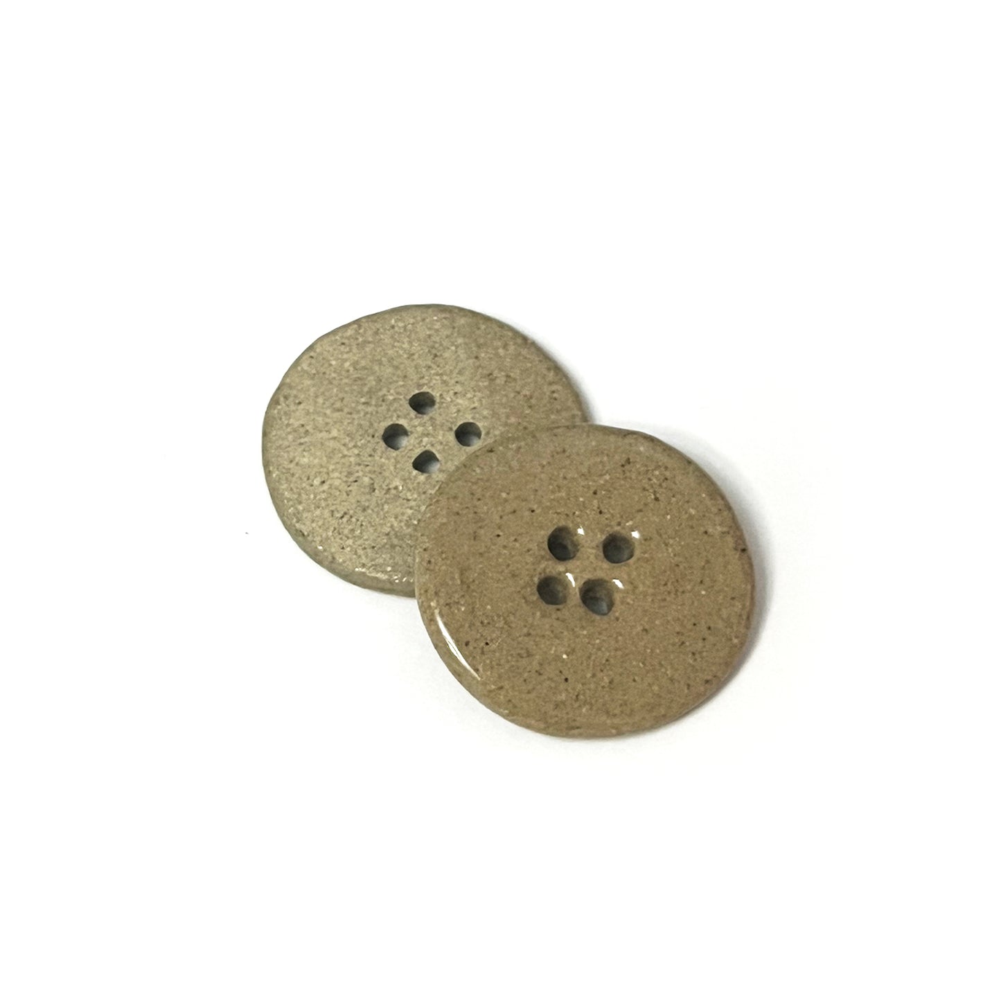 Handmade Plain Ceramic Buttons – Set of 2 for Sewing, Knitting & Crochet - 25x25mm