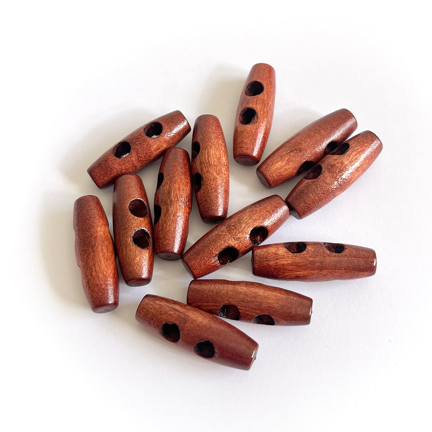 Handmade Wooden Toggle Buttons – Set of 10 for Sewing, Knitting & Crochet - 30x10mm