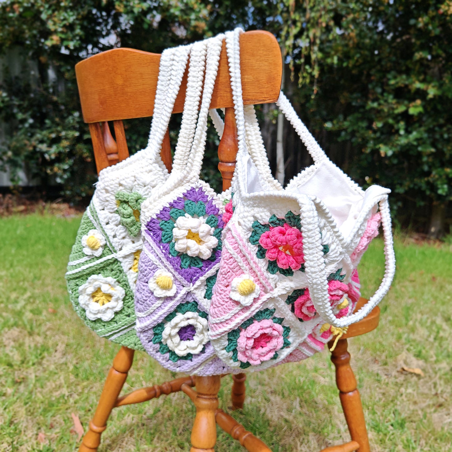 Handmade Cottage Bloom Crochet Bag, Soft Shoulder Bag & Tote, Gift for Her