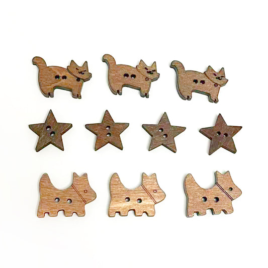 Handmade Wooden Buttons – Set of 10 for Sewing, Knitting & Crochet