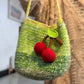 Handmade Crochet Tote Bag, Cherry Charm Cotton Shoulder Bag, Handbag Gift for Her