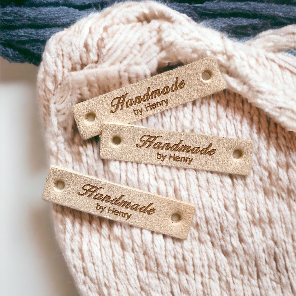 Personalized Crochet Labels, Customized Handmade Tags, Natural Leather ...