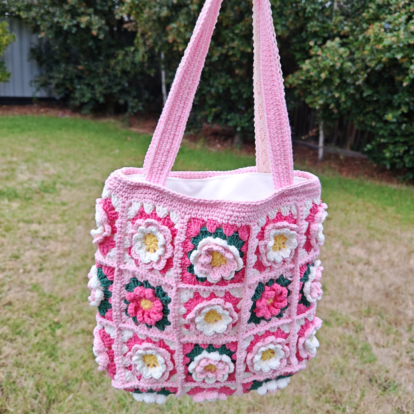 Handmade Camellia Bloom Crochet Tote, Soft Shoulder Bag, Gift for Her