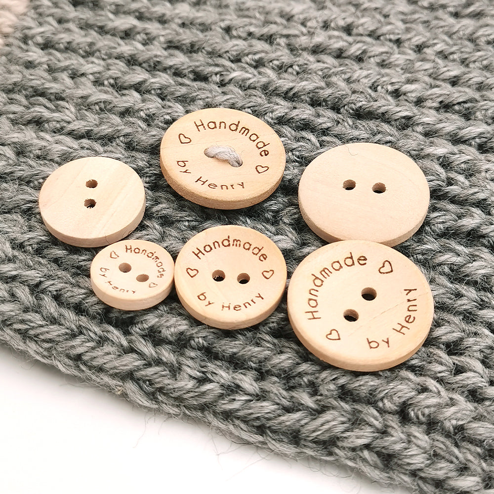 Engraved 2 holes Wooden Buttons, Personalized Buttons for Handmade Kni ...