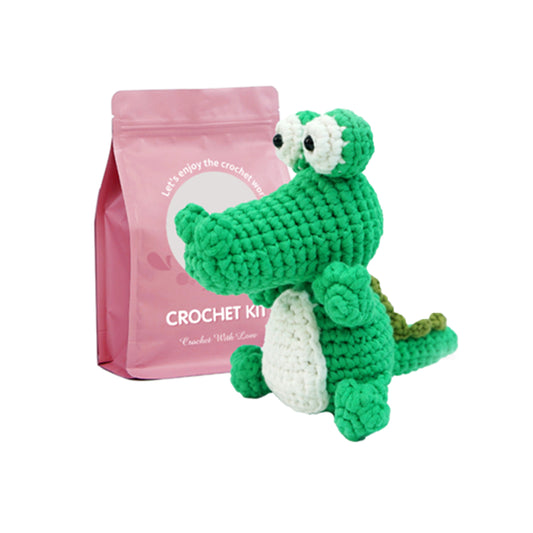 Beginner Crocodile Crochet Kit, Amigurumi Crochet Starter Kit DIY Craft Gift