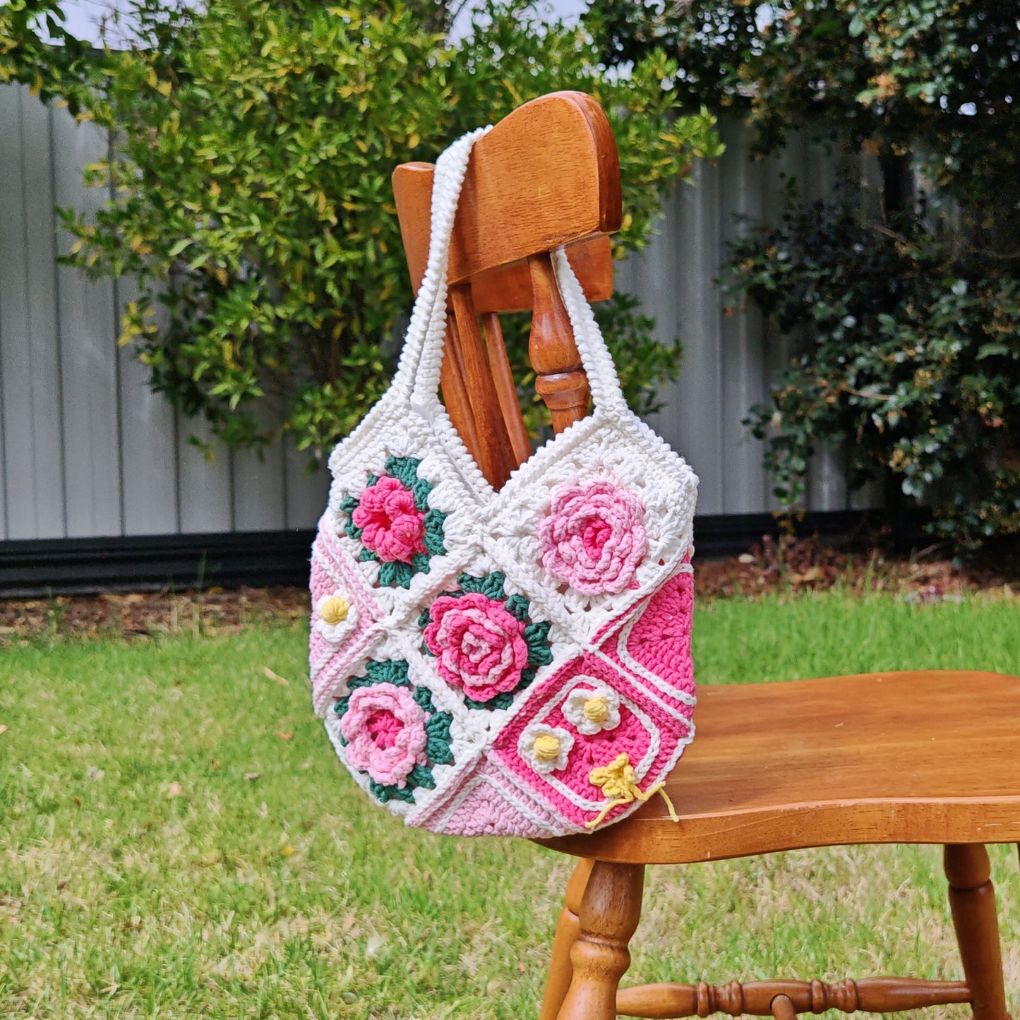 Handmade Cottage Bloom Crochet Bag, Soft Shoulder Bag & Tote, Gift for Her
