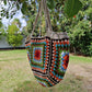 Handmade Retro Granny Square Crochet Bag, Soft Shoulder Bag & Tote, Gift for Her