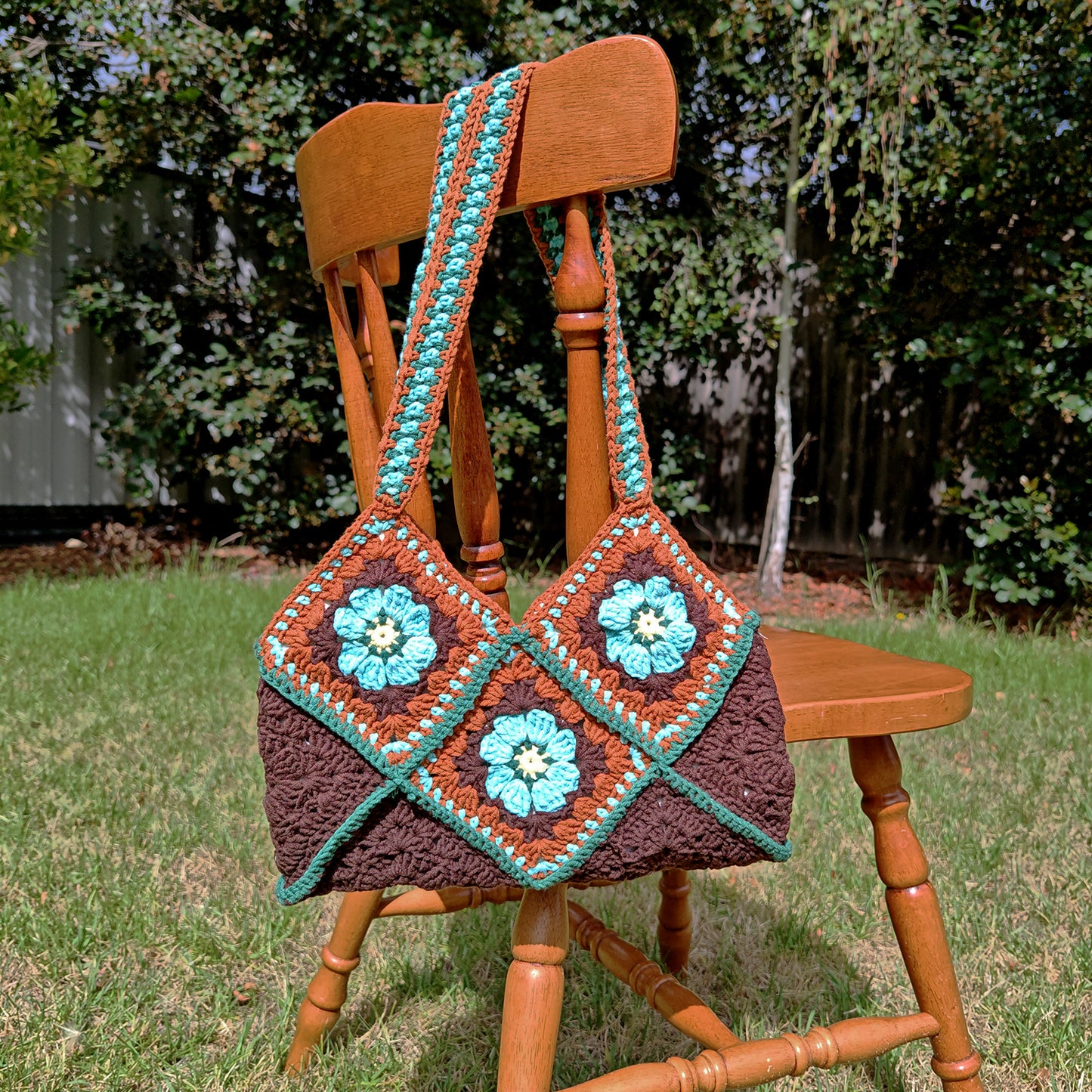 Handmade Woodland Bloom Crochet Tote, Soft Shoulder Bag, Gift for Her