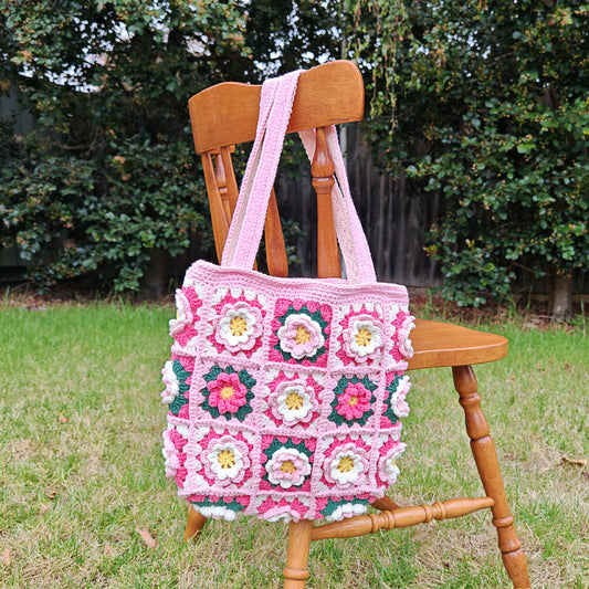 Handmade Camellia Bloom Crochet Tote, Soft Shoulder Bag, Gift for Her