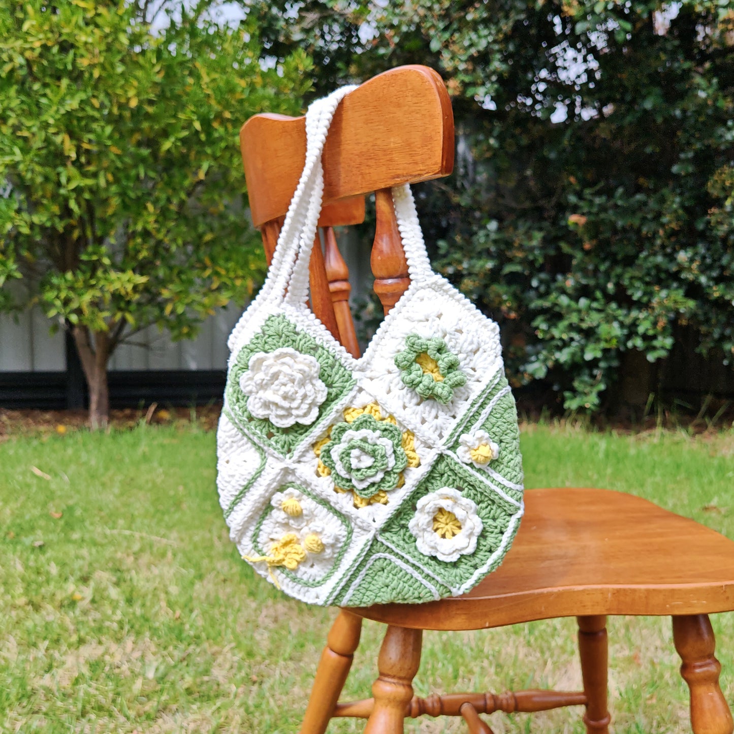 Handmade Cottage Bloom Crochet Bag, Soft Shoulder Bag & Tote, Gift for Her