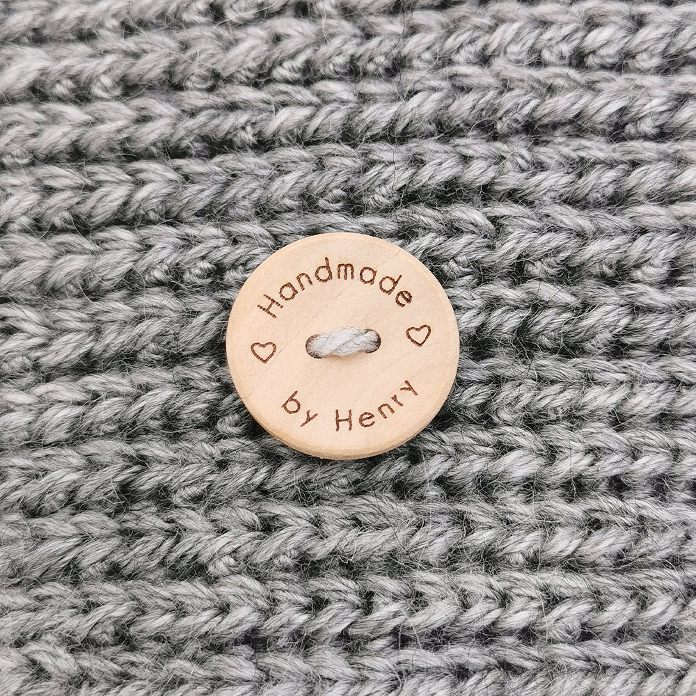 Engraved 2 holes Wooden Buttons, Personalized Buttons for Handmade Knitting, Customized Button for Crochet, 15mm, 20mm, 25mm