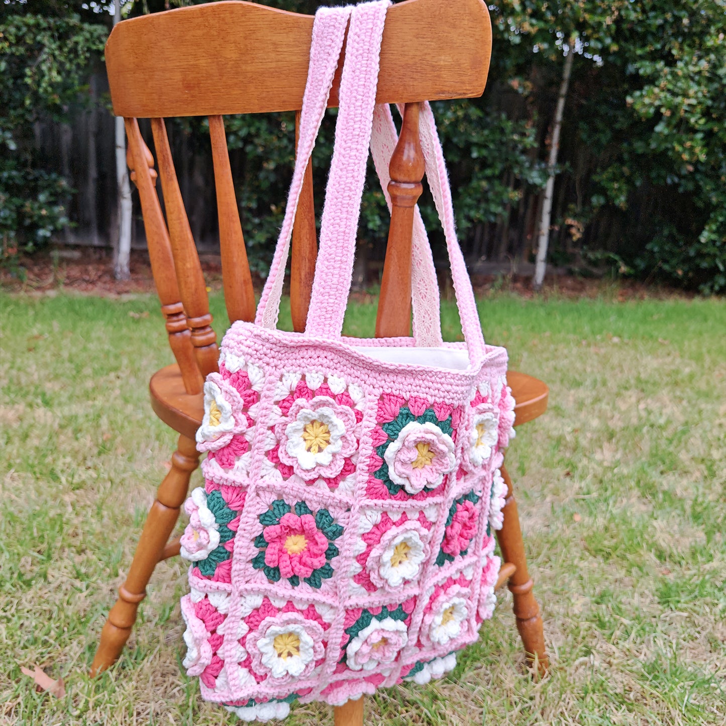 Handmade Camellia Bloom Crochet Tote, Soft Shoulder Bag, Gift for Her