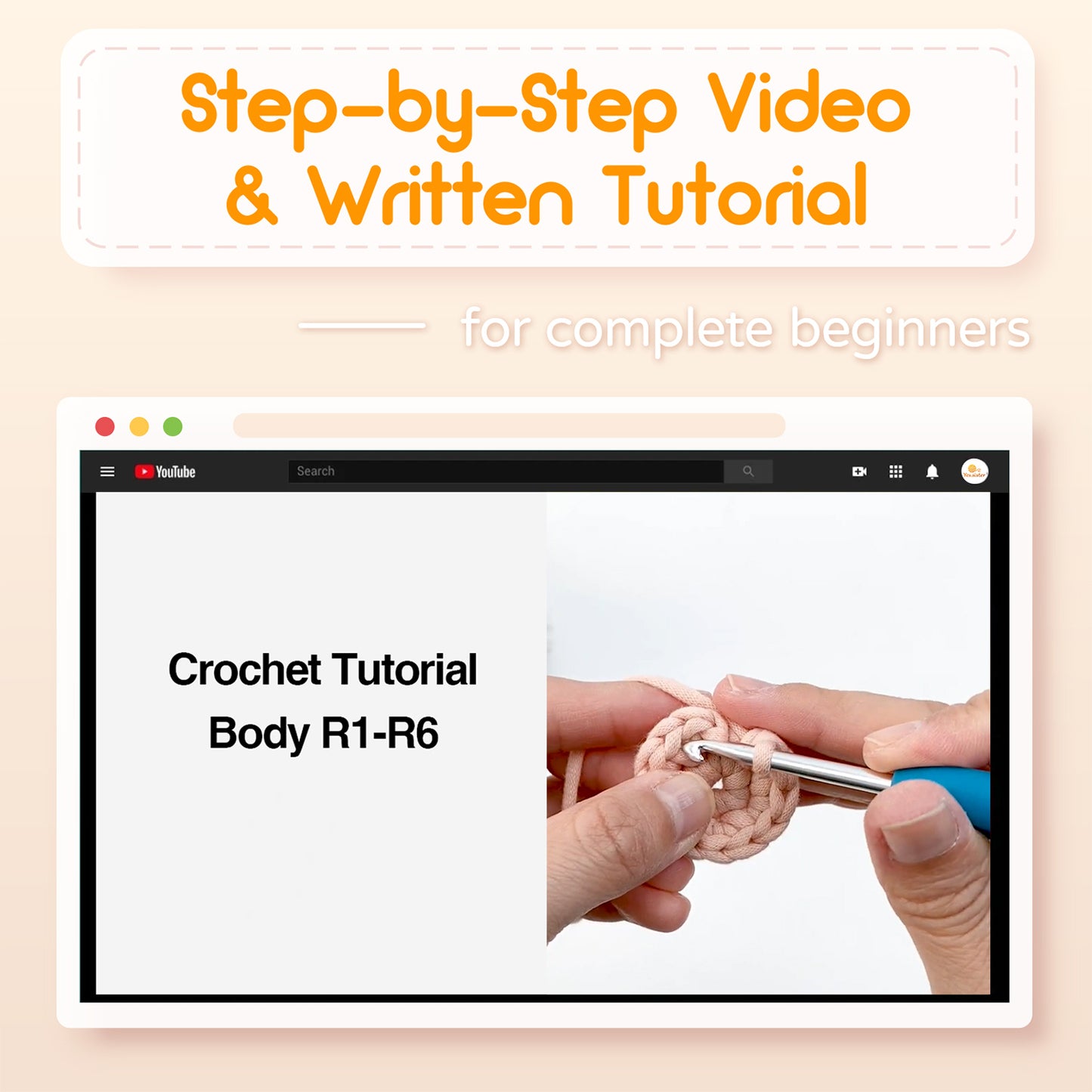 Beginner Dinosaur Crochet Kit, Amigurumi Crochet Starter Kit DIY Craft Gift