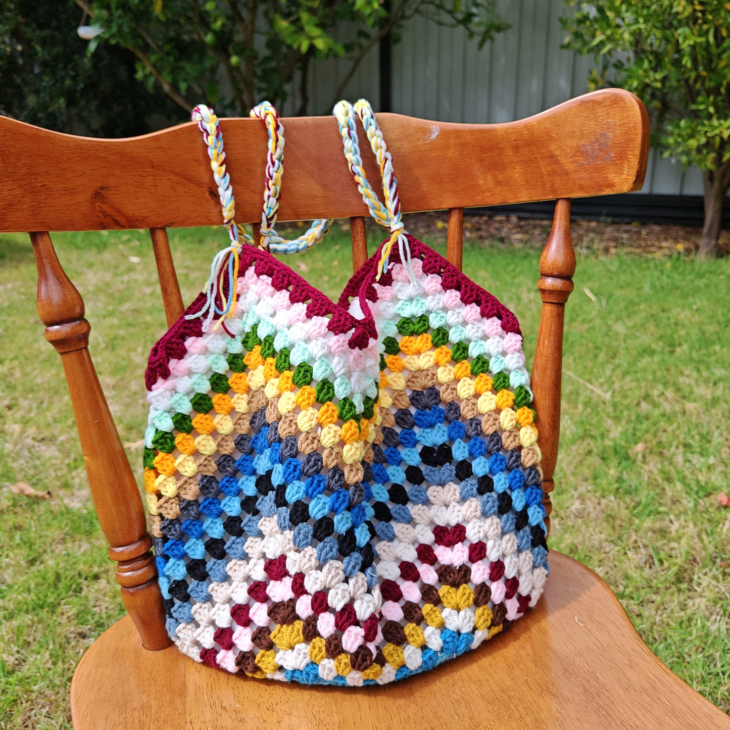 Handmade Rainbow Meadow Crochet Bag, Soft Shoulder Bag & Tote, Gift for Her