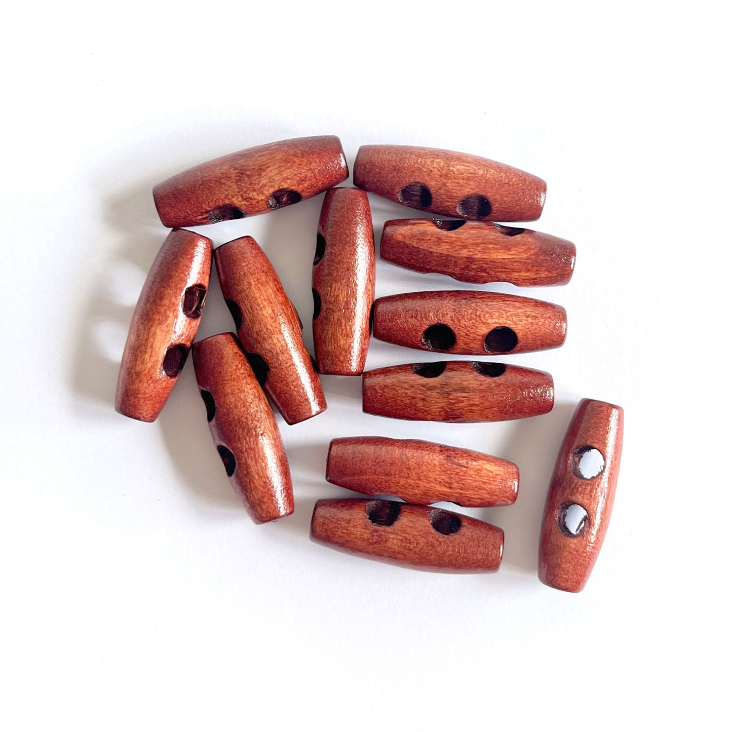Handmade Wooden Toggle Buttons – Set of 10 for Sewing, Knitting & Crochet - 30x10mm