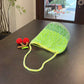 Handmade Crochet Tote Bag, Cherry Charm Cotton Shoulder Bag, Handbag Gift for Her