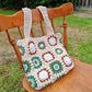 Handmade Vintage Granny Square Tote, Soft Shoulder Crochet Bag, Gift for Her