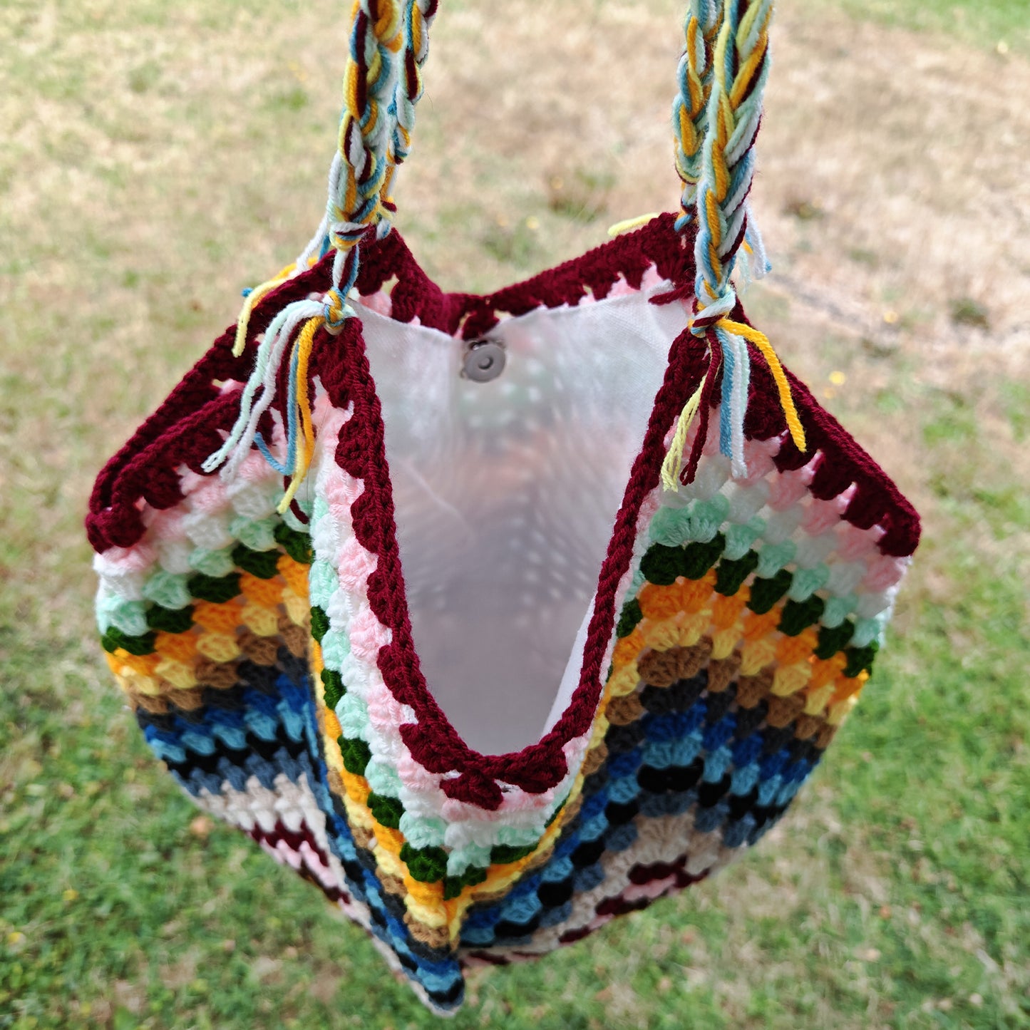 Handmade Rainbow Meadow Crochet Bag, Soft Shoulder Bag & Tote, Gift for Her