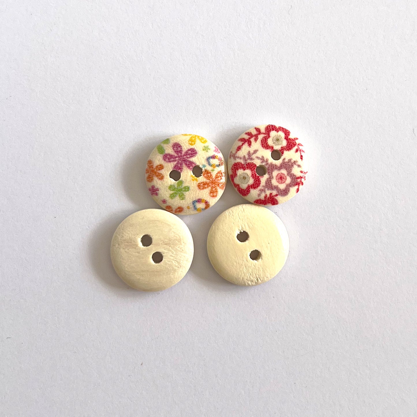 Handmade Botanical Wooden Buttons – Set of 10 for Sewing, Knitting & Crochet - 15x15mm