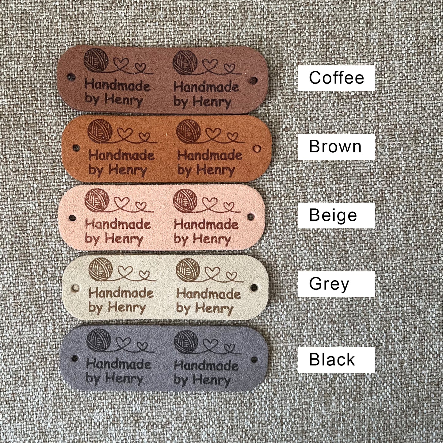Custom Labels for Crochet, Tag for Handmade Item, Custom Clothing Label, Personalised Knitting Labels(Rivets Included), 64x20mm