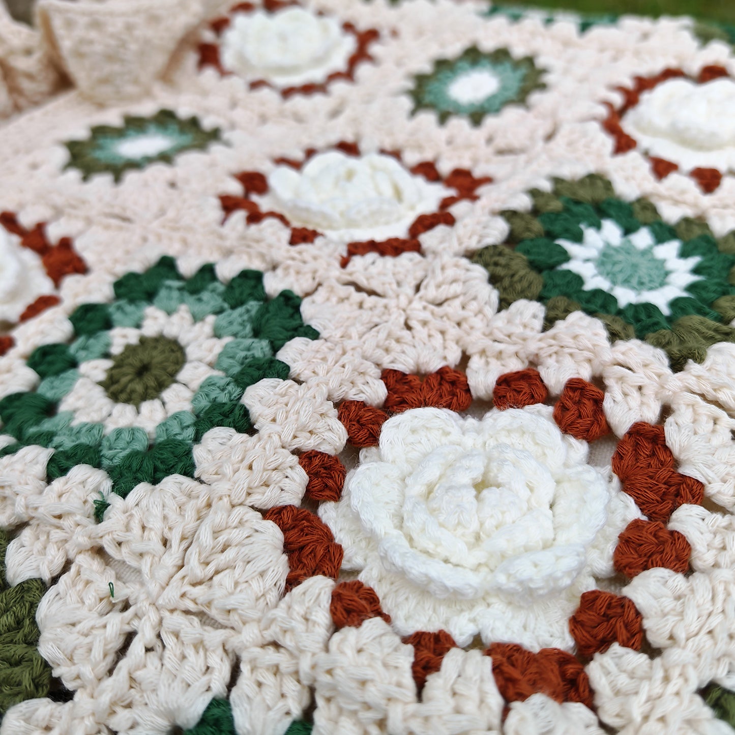 Handmade Vintage Granny Square Tote, Soft Shoulder Crochet Bag, Gift for Her