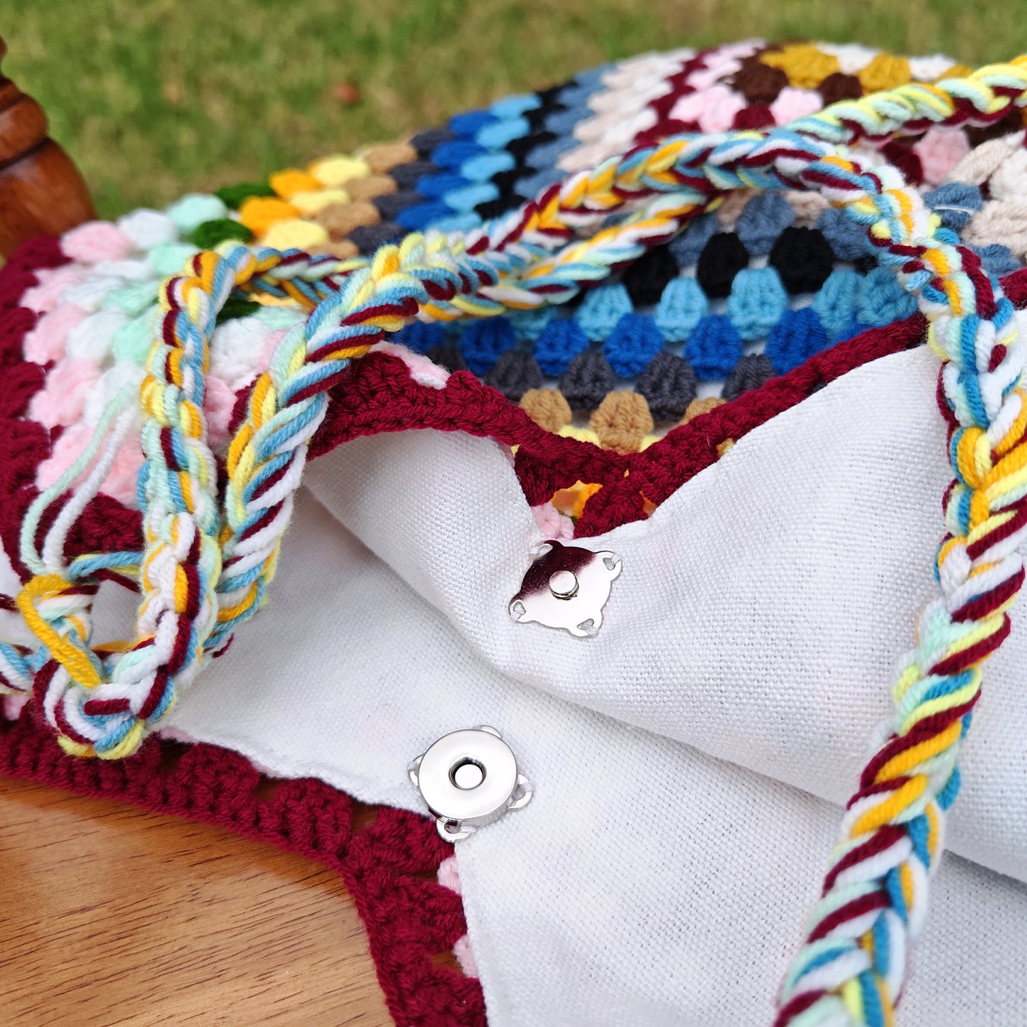 Handmade Rainbow Meadow Crochet Bag, Soft Shoulder Bag & Tote, Gift for Her