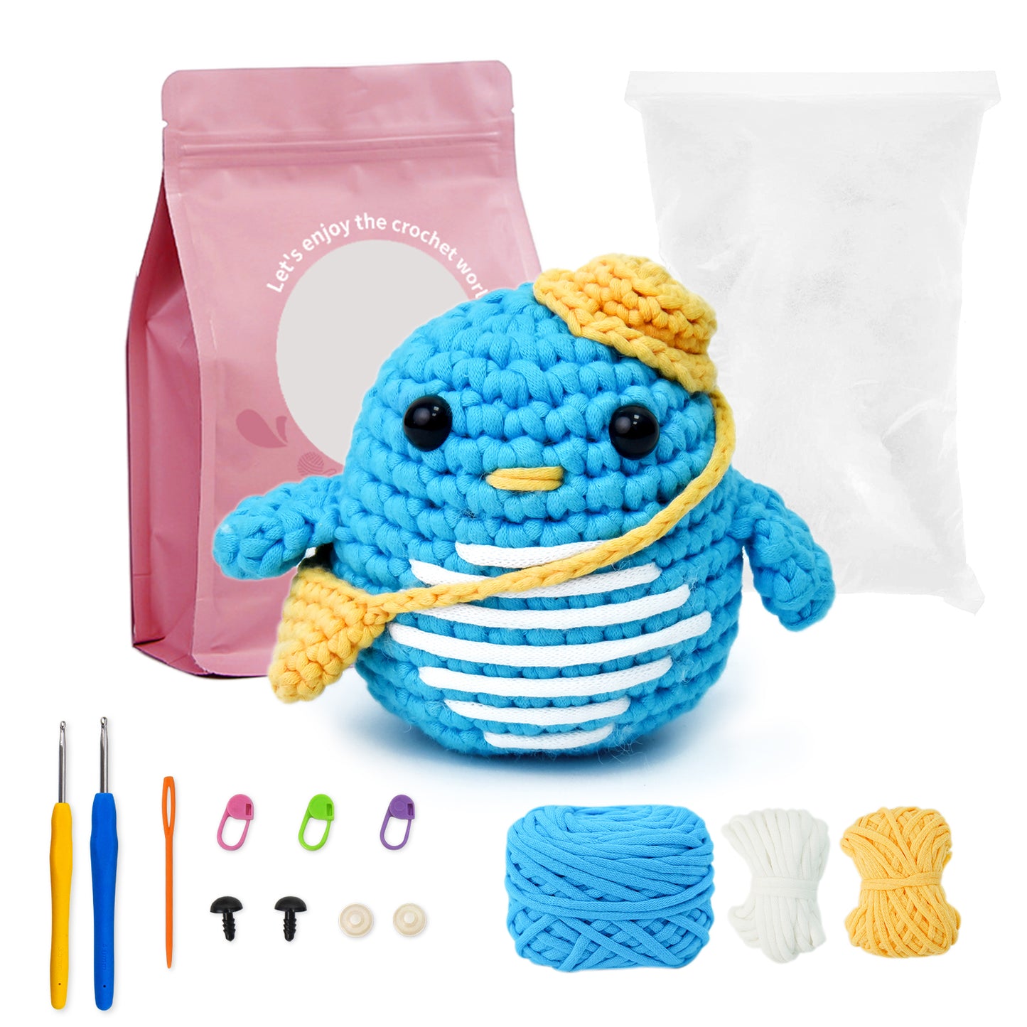 Penguin Crochet Kit for Beginners, Amigurumi Crochet Starter Kit, DIY Craft Kit