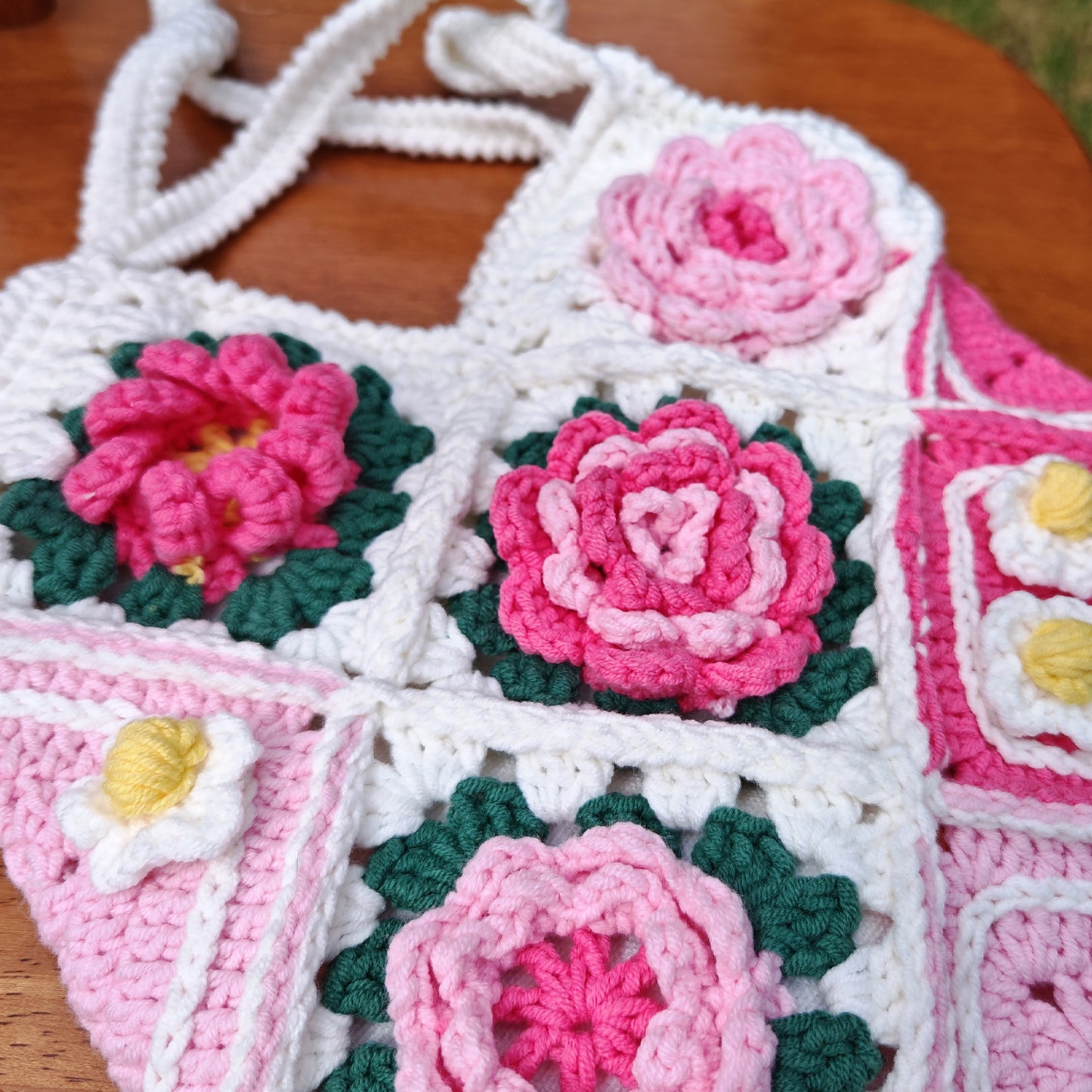 Handmade Cottage Bloom Crochet Bag, Soft Shoulder Bag & Tote, Gift for Her