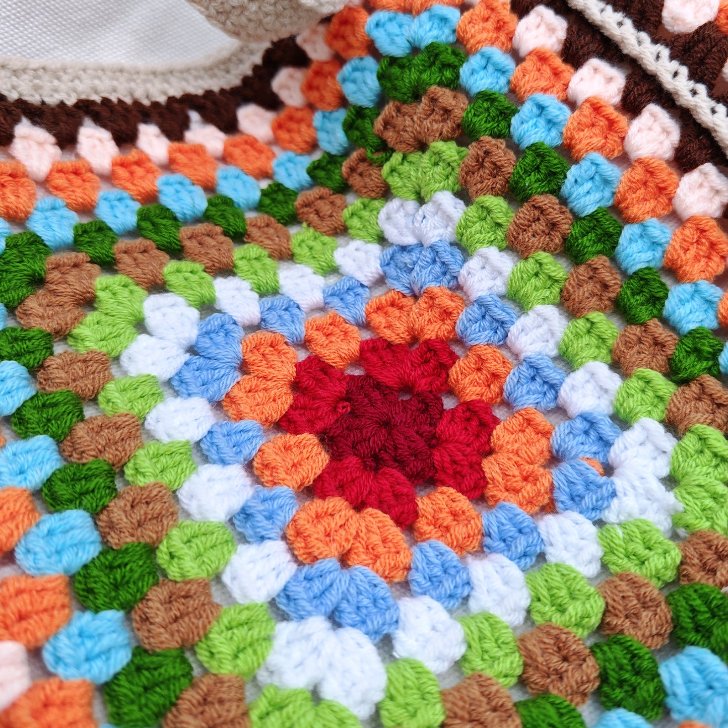 Handmade Retro Granny Square Crochet Bag, Soft Shoulder Bag & Tote, Gift for Her