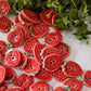 Handmade Strawberry Ceramic Buttons – Set of 2 for Sewing, Knitting & Crochet - 16x20mm
