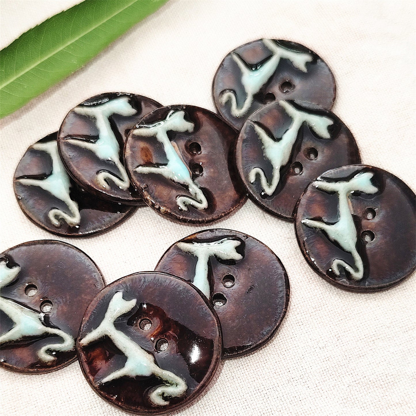 Handmade Cat Ceramic Buttons – Set of 2 for Sewing, Knitting & Crochet - 27x27mm