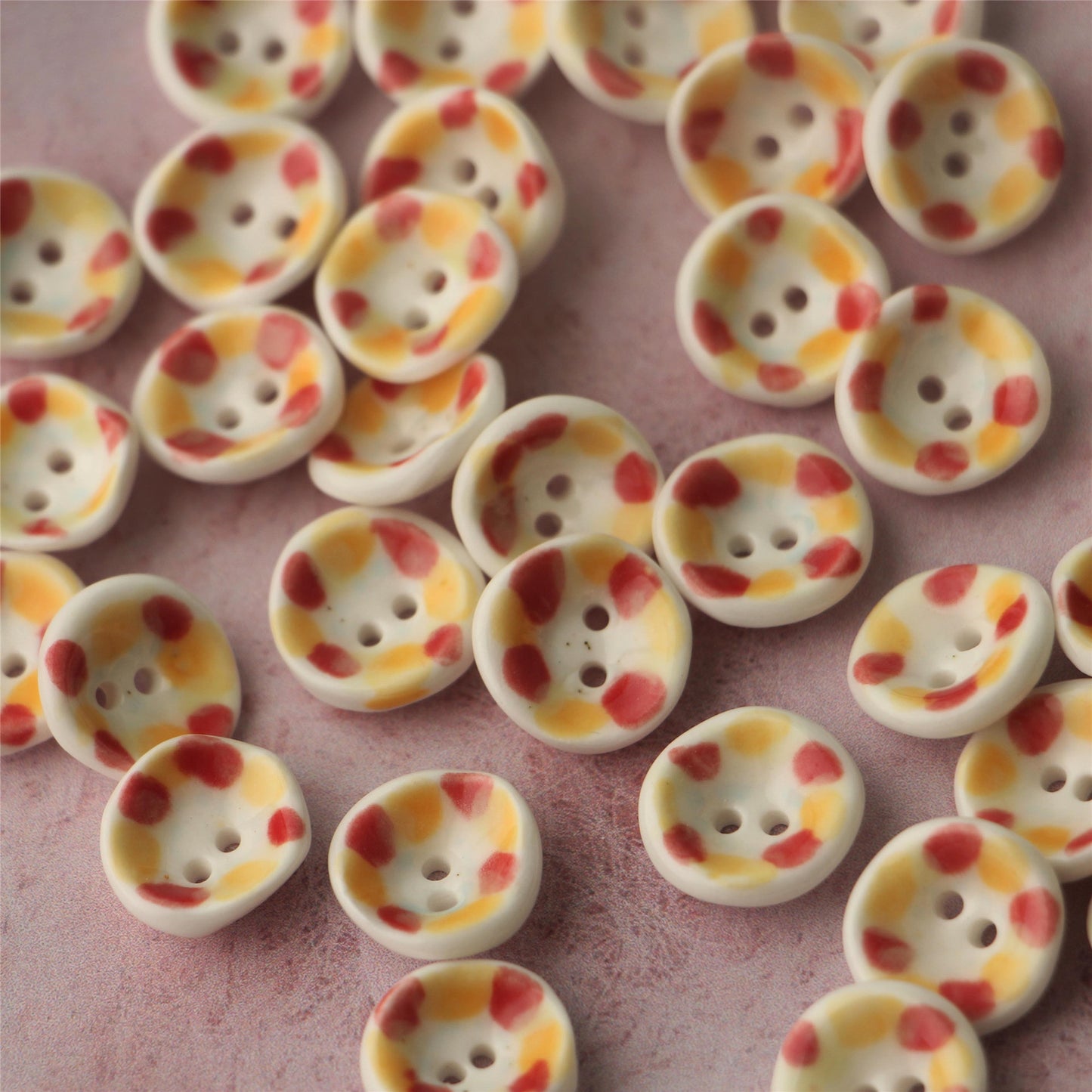 Handmade Dot Ceramic Buttons – Set of 2 for Sewing, Knitting & Crochet - 15x15mm