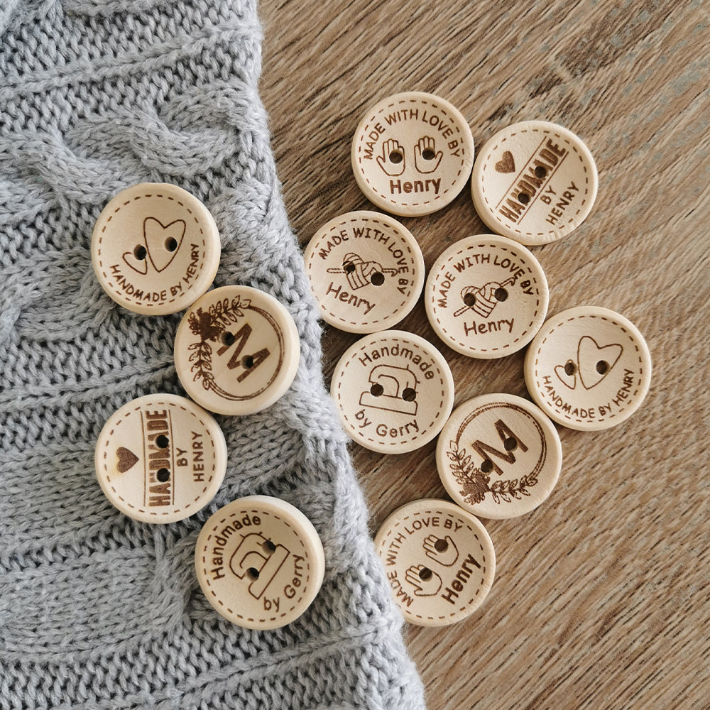 Engraved Buttons for Crochet and Knitting, Customized Wooden Buttons ...