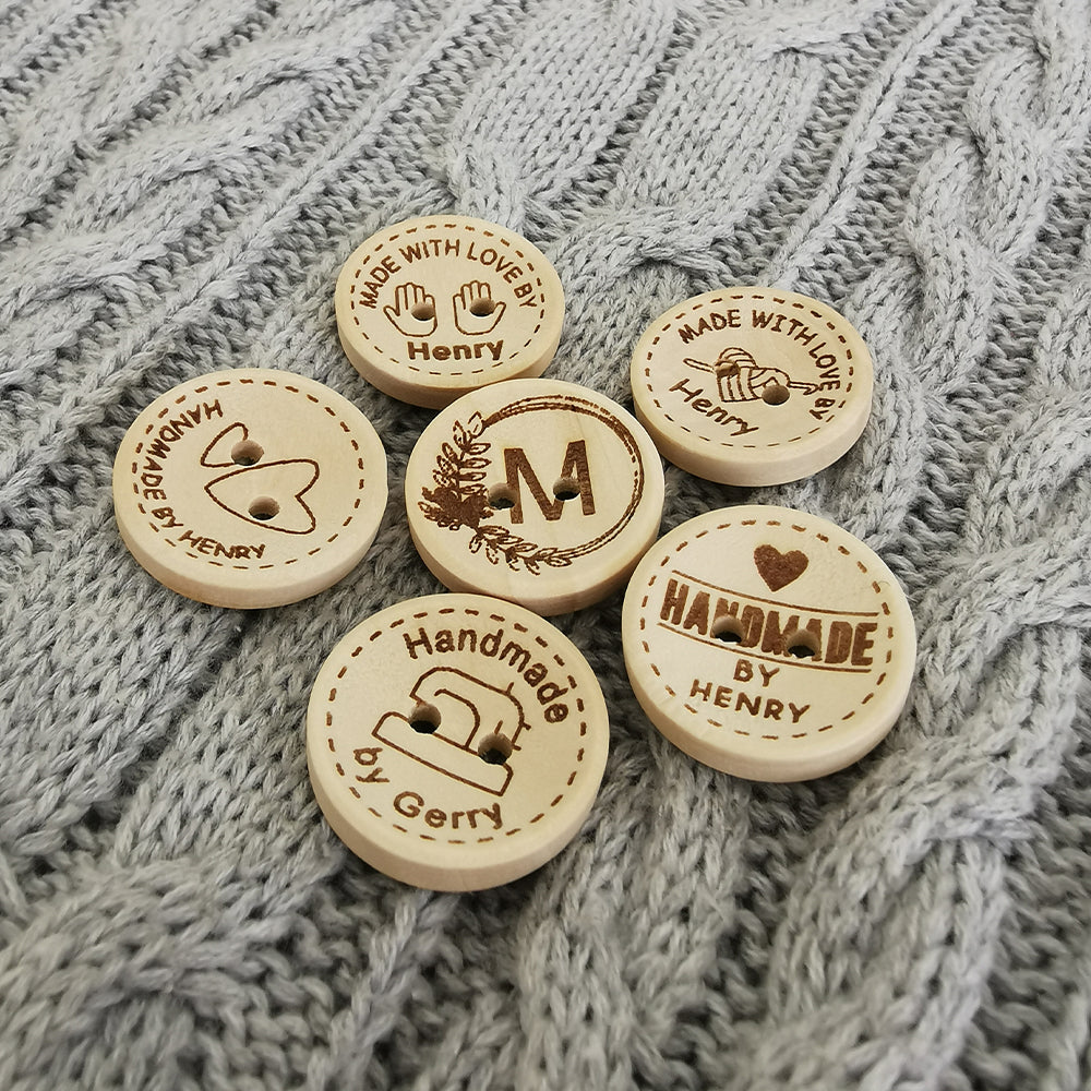 Engraved Buttons for Crochet and Knitting, Customized Wooden Buttons, Personalized Buttons for Handmade Knitting