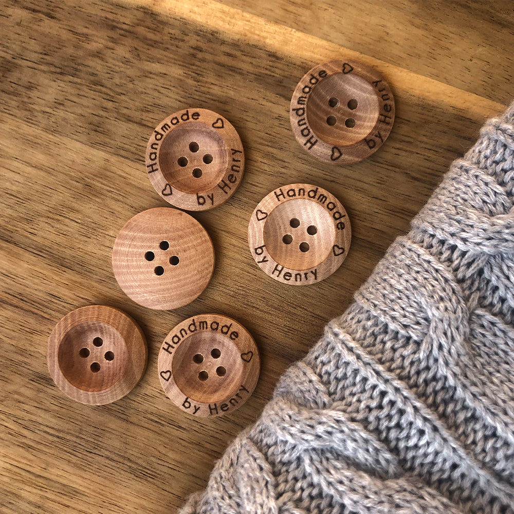 Engraved 4 holes Wooden Buttons, Personalized Buttons for Handmade Kni ...