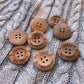 Engraved 4 holes Wooden Buttons, Personalized Buttons for Handmade Knitting, Customized Button for Crochet, 20mm, 23mm, 25mm