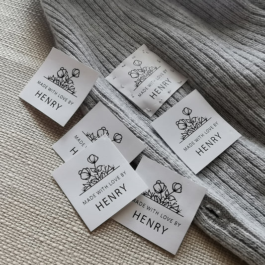Personalized Sewing labels, Custom Labels for Handmade Clothing, Customized Tags for Crochet, Washable and Soft Labels, 35x35mm