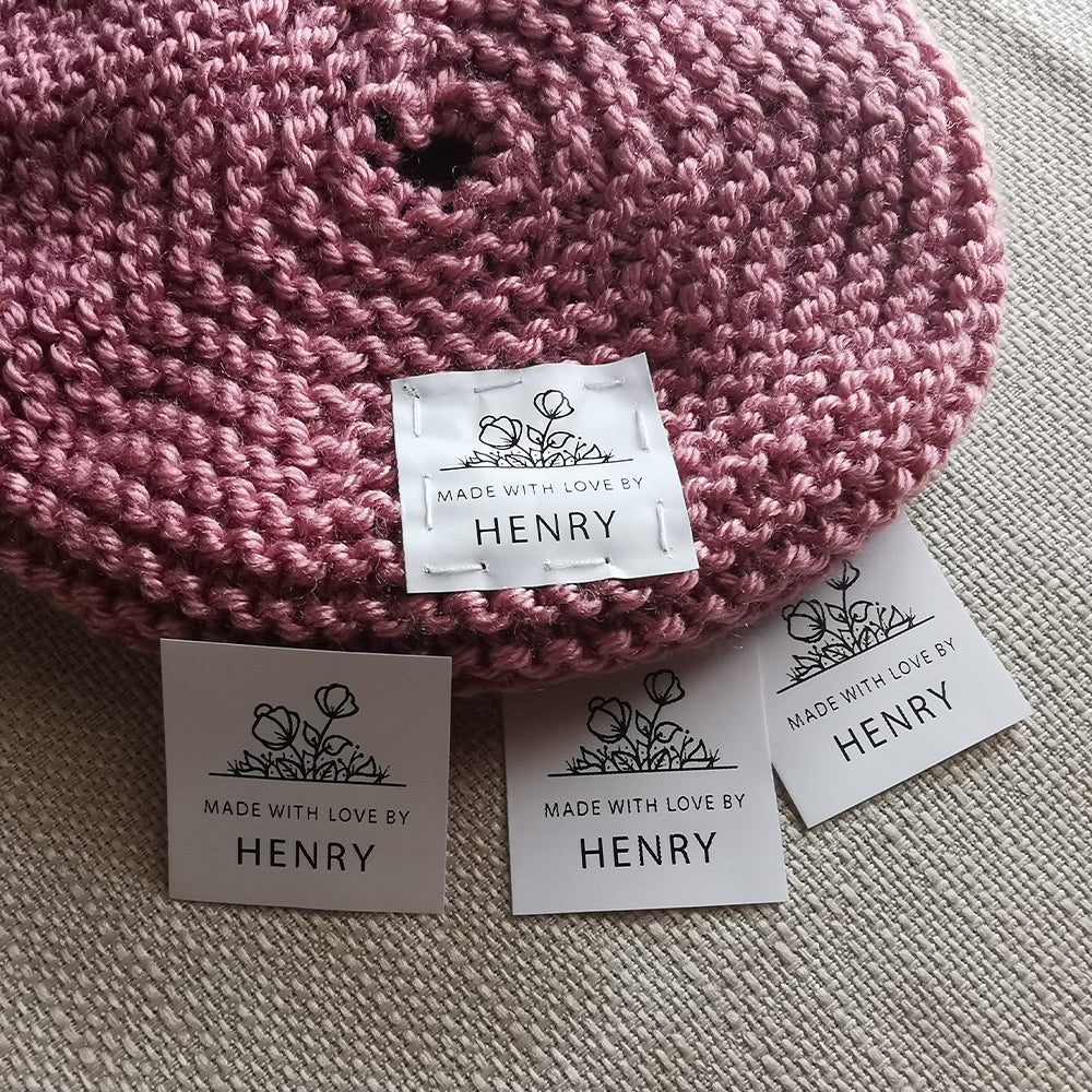 Personalized Sewing labels, Custom Labels for Handmade Clothing, Customized Tags for Crochet, Washable and Soft Labels, 35x35mm
