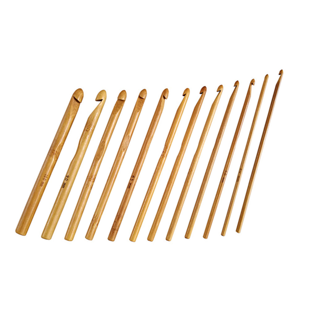 Bamboo Straight Knitting Needles, 12 Sets, 3mm-10mm