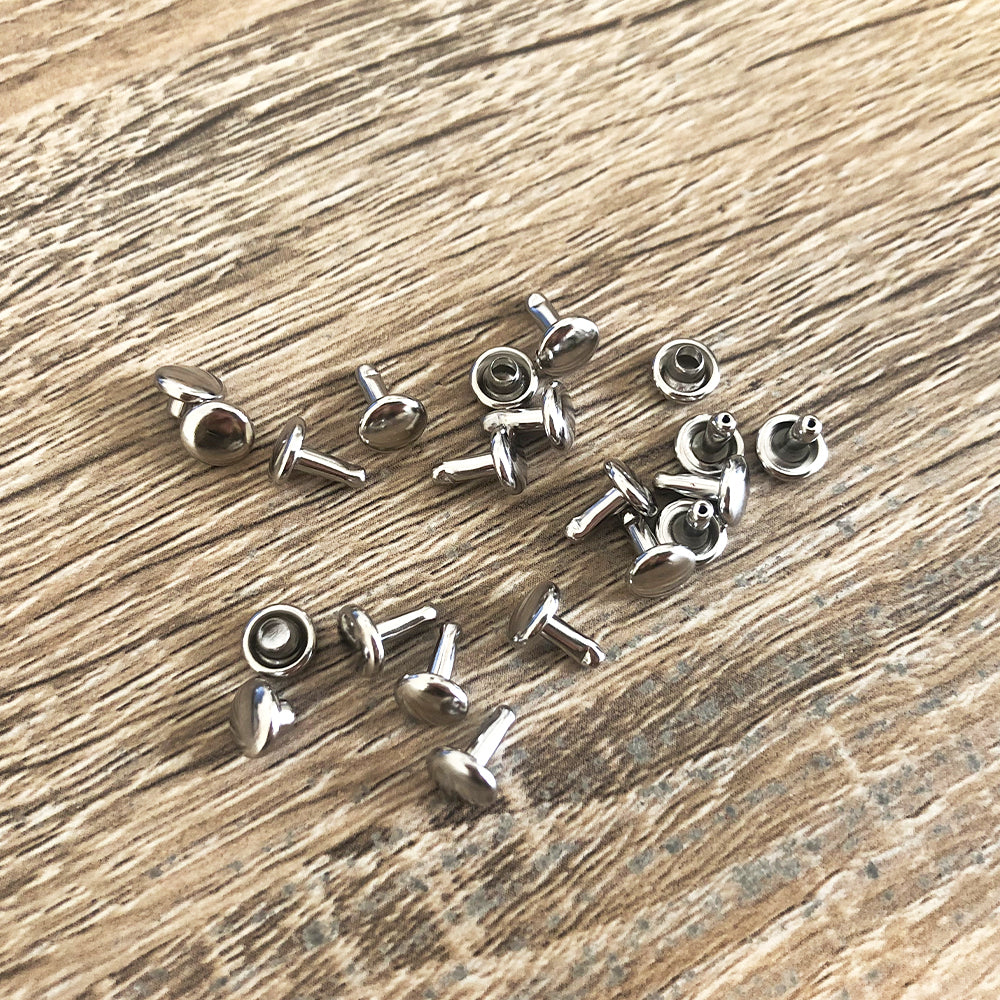 10PCS Double Cap Rivets, Rivets for Labels, Silver and Copper, 6x6mm, Rivet for Crochet and Knit Tags