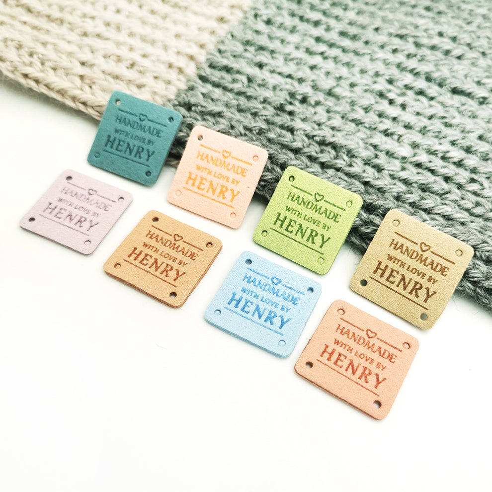 Personalised Square Tags, Custom Crochet Tags, Fabric Tags for Handmad ...