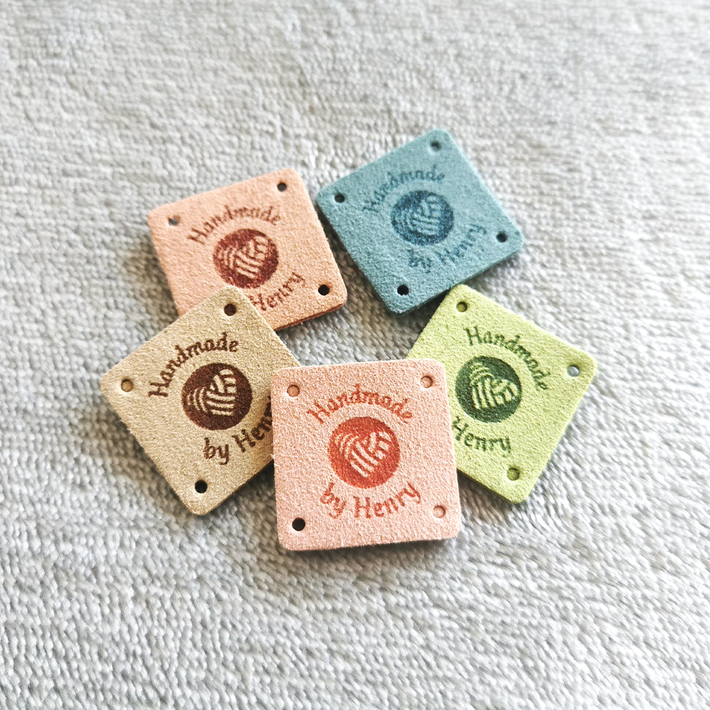 Square Chain Labels Personalised Square Labels, Custom Crochet Tag, Fabric Label for Handm ...