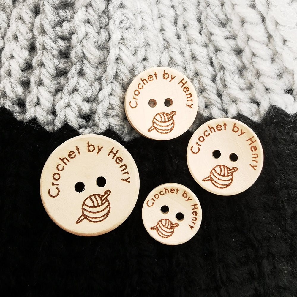 Engraved Buttons, Customized Wooden Button for Crochet, Personalized B ...