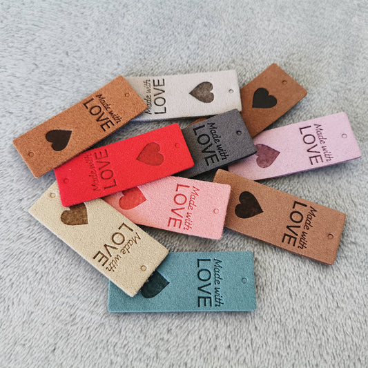 Handmade tag x10 pcs, Handmade product label, Fabric tag for handmand item, Tags for crochet, Crochet labels, Made with love