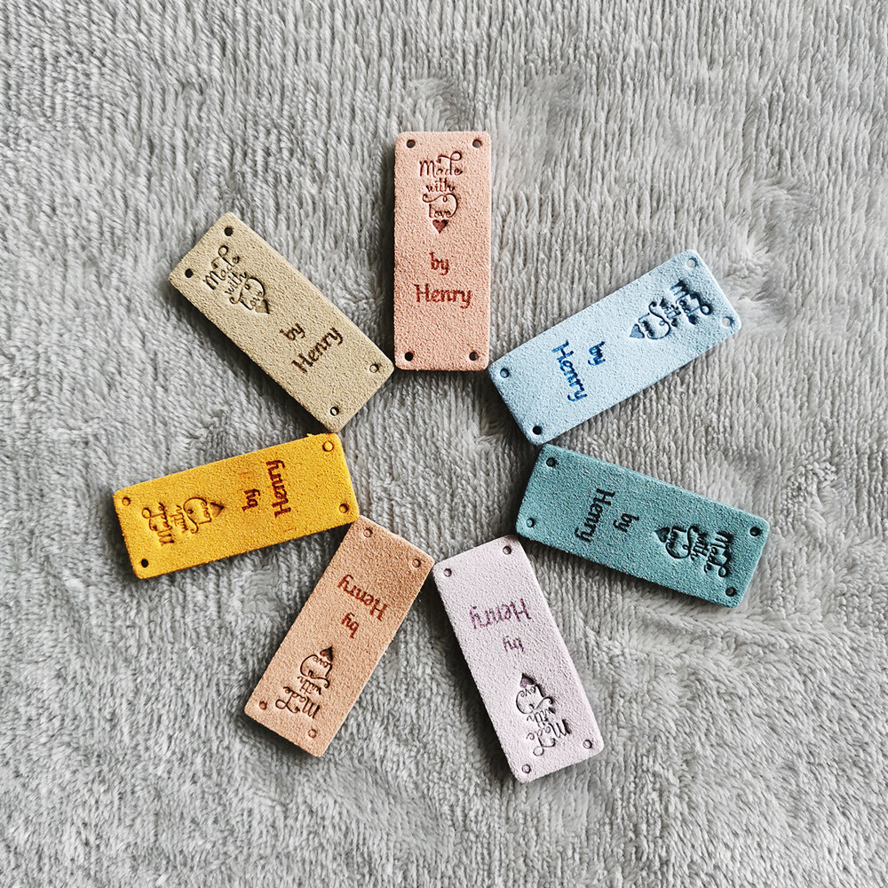 Personalised Crochet Tags, Custom Fabric Handmade Label, Handmade Knitting Tags, 48x20mm