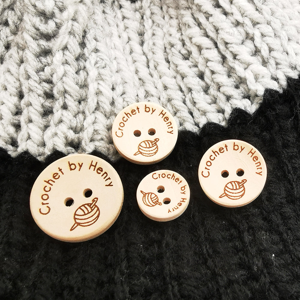 Engraved Buttons, Customized Wooden Button for Crochet, Personalized B ...
