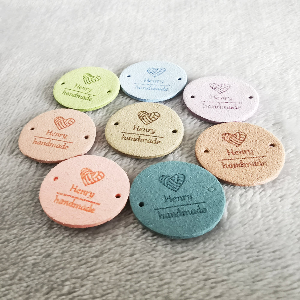 Personalised Circle Labels, Custom Crochet Tag, Fabric Label for Handm ...
