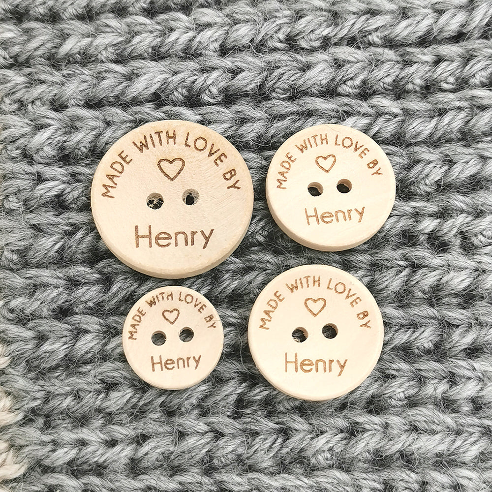 Engraved Buttons for Crochet, Customized Wooden Buttons, Personalized Buttons for Handmade Knitting