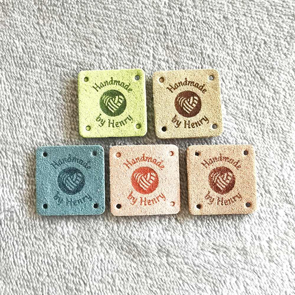 Square Chain Labels Personalised Square Labels, Custom Crochet Tag, Fabric Label for Handm ...