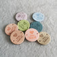 Personalised Circle Labels, Custom Crochet Tag, Fabric Label for Handmade Item, 25x25mm